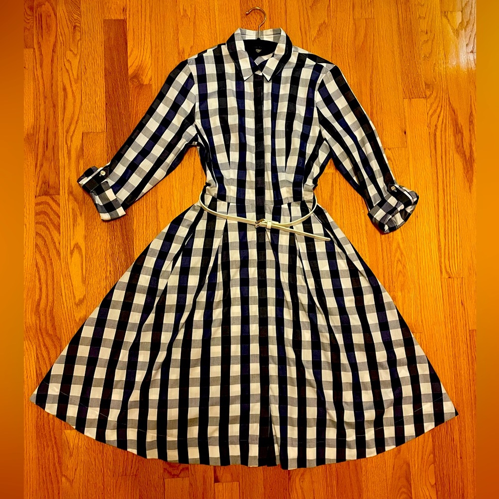 Tommy Hilfiger Blue Plaid Vintage inspired A-line shirt dress